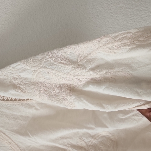 Lapis Peasant Cottagecore Embroidered tunic top Boho Bohemian Monochromatic - Picture 6 of 15